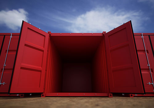 Red Shipping Container Doors Open